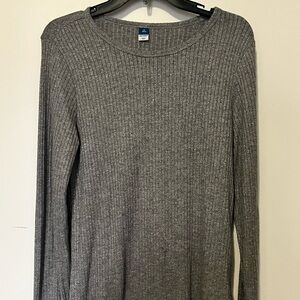 Old Navy XL Sparkle Gray Ribbed Crew Neck Sweater Long Sleeve Tee